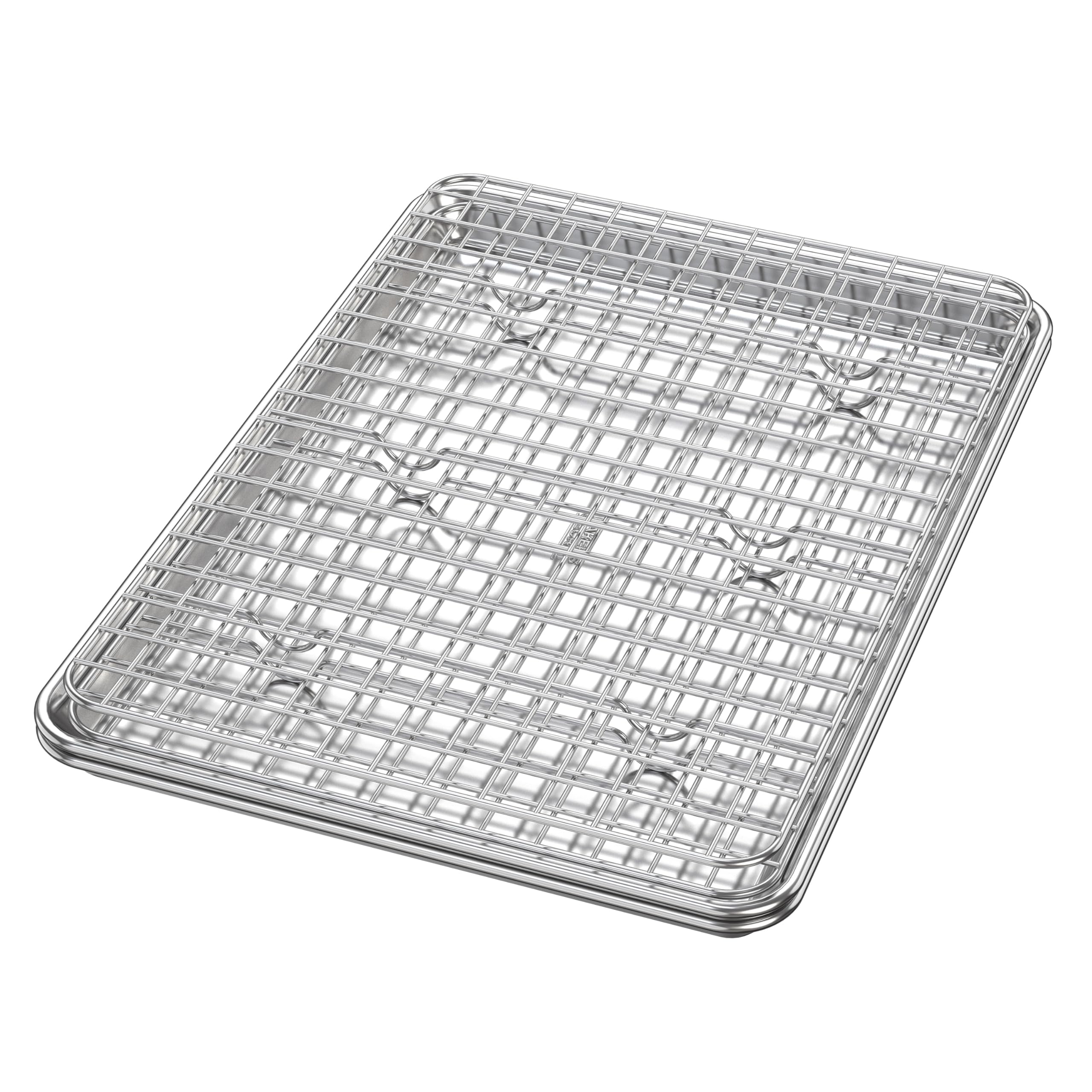 Baker's Secret Bandejas para horno, 100% aluminio reciclado, juego de utensilios para hornear de 45,7 cm con estante de acero inoxidable que nunca se oxida - The Natural Aluminum Collection