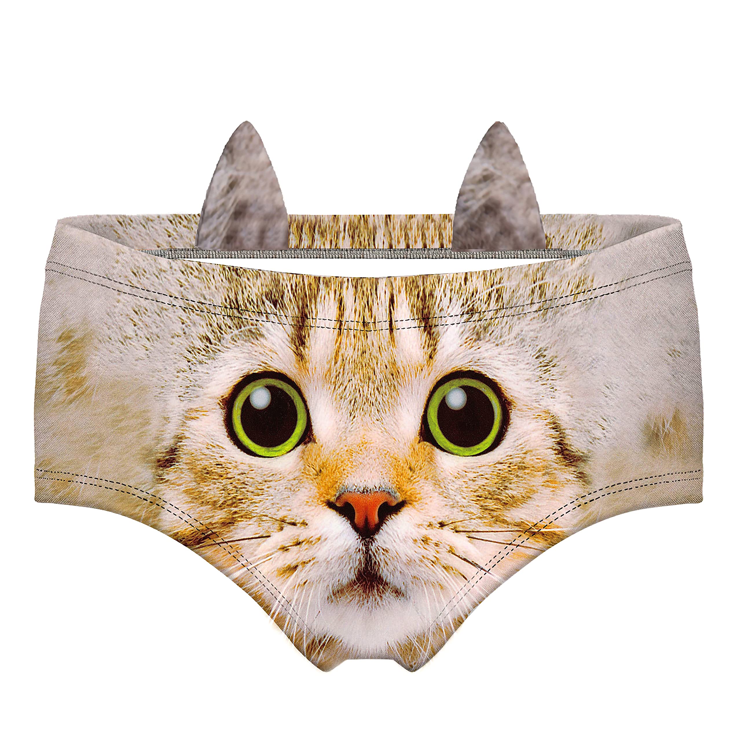 Women's Brief Panties 3D Animal Prints Briefs with Cute Ears
