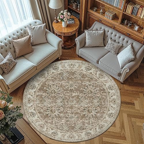 Miniatura 9 de jinchan Alfombras florales de 6 x 9 pies para sala de estar, lavable a máquina, diseño bohemio vintage, resistente a las manchas, alfombra delgada