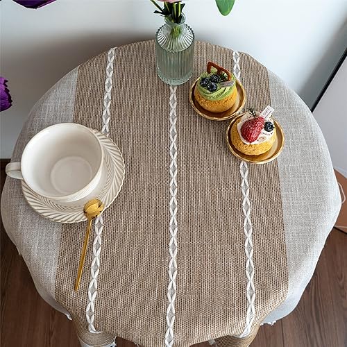 Miniatura 3 de Manteles cuadrados pequeños rústicos de lino sin arrugas, lavable, mantel bordado de granja para interiores y exteriores, mesa de café, decoración