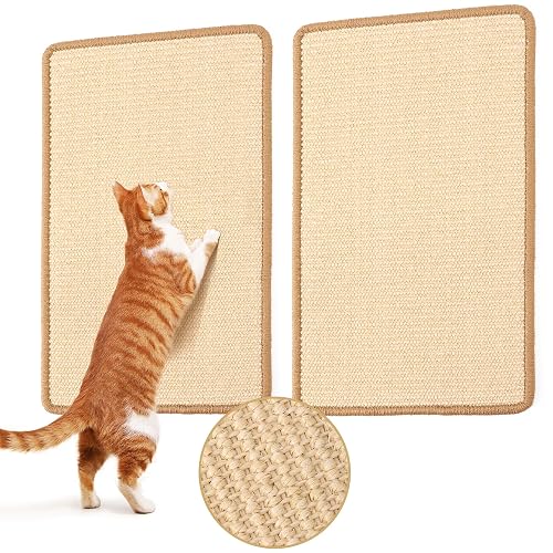 FUKUMARU Paquete de 2 Alfombrillas rascadoras para Gatos, Cuerda de sisal Natural para Gatos