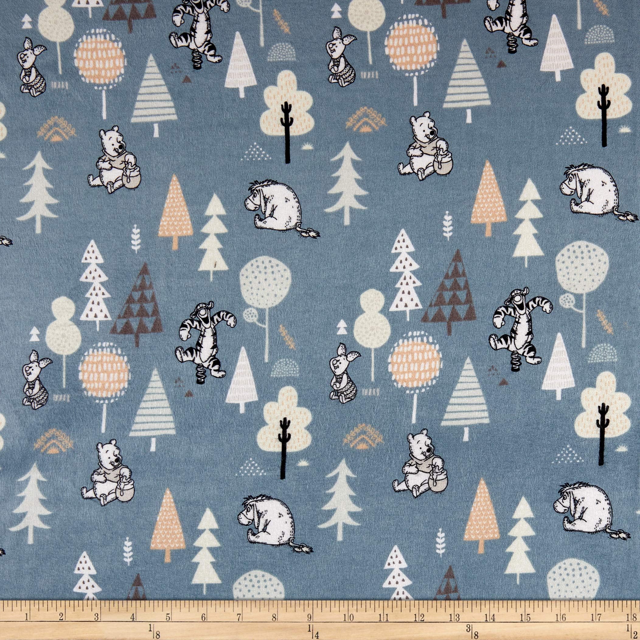 Camelot Fabrics Winnie the Pooh Wonder & Whimsy Forest Friends Dark Bamboo Flannel Dark Blue Fabric Fabric by the Yard