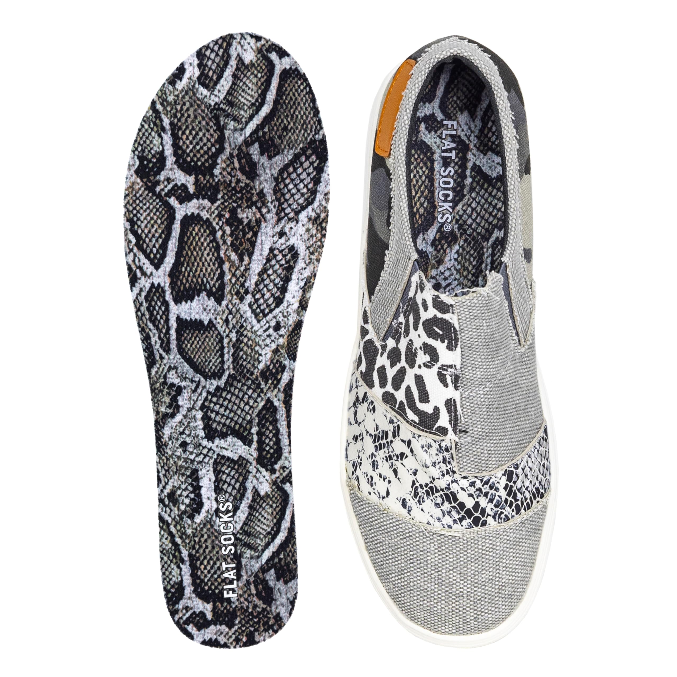 FLAT SOCKS No Show Socks, Sockless Shoe Liner, No Slipping, No Stinking, Washable Barefoot Shoe Insert for Men and Women, The Full Monty, Large