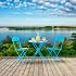 Alpine Corporation 3-Piece Bistro Set with Folding Table and 2 Chairs, Durable Steel Indoor/Outdoor Patio Furniture, Compact Seating, Blue