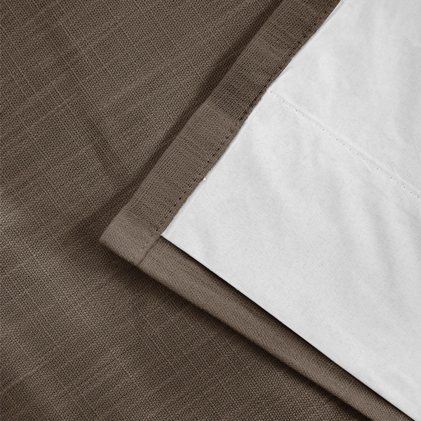 Cortinas opacas de lino gris pardo de 96 pulgadas, 2 paneles plisados para oscurecer la habitación, 100% bloqueo de luz, tela texturizada para dormitorio y sala de estar, 40 pulgadas de ancho x 96