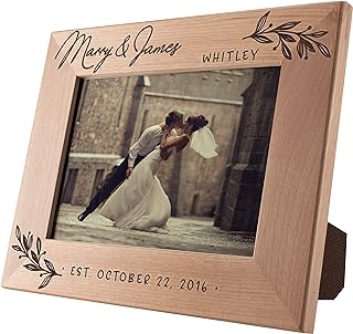 Personalization Lab Brown Romantic Wedding Picture Frame, 5x7, Engraved