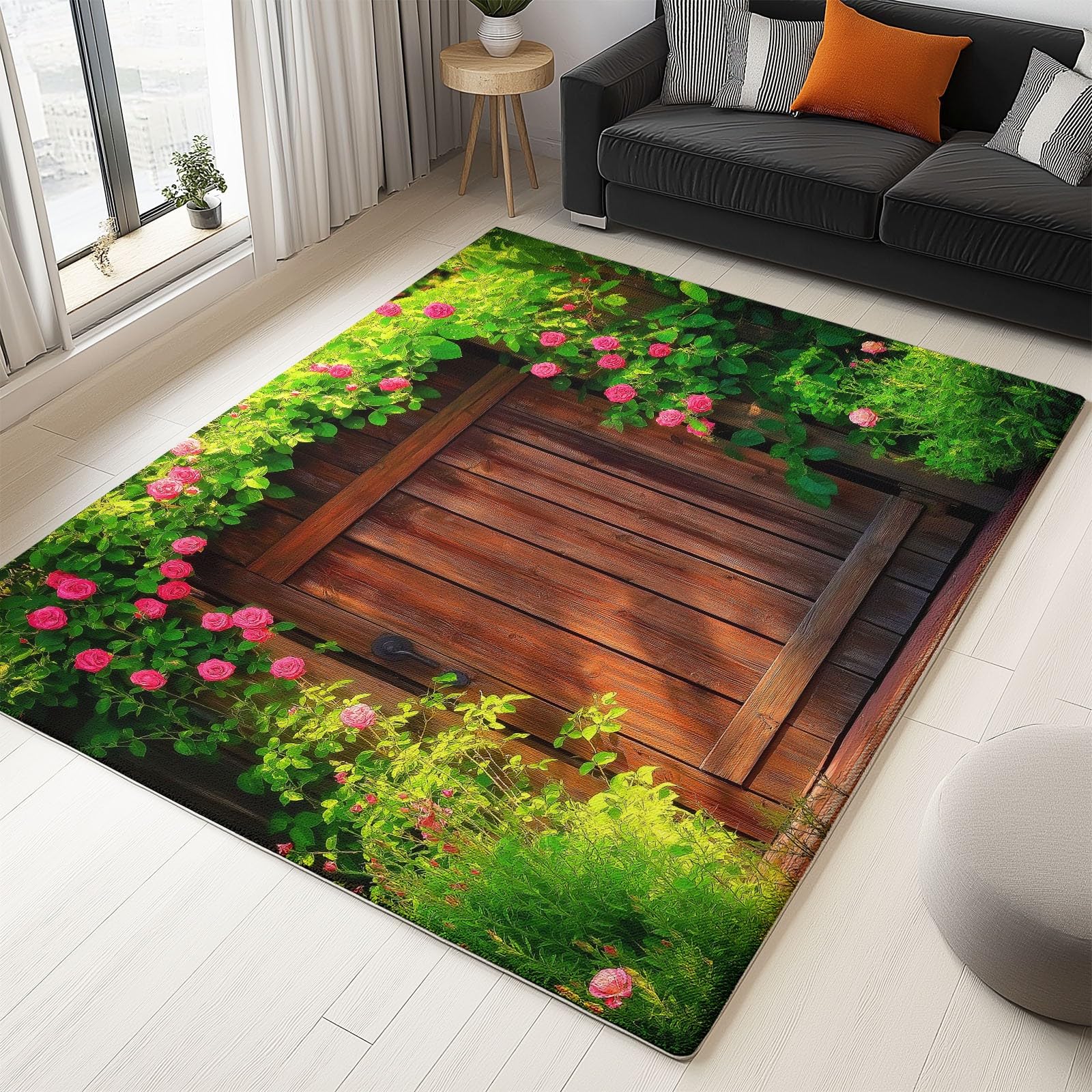 Genérico Antypoślizgowy dywan do salonu - 120 x 170 cm nowoczesny puszysty dywan z krótkim włosiem, drewniane drzwi ogrodowe bardzo miękkie dekoracje do jadalni, korytarza wewnętrznego