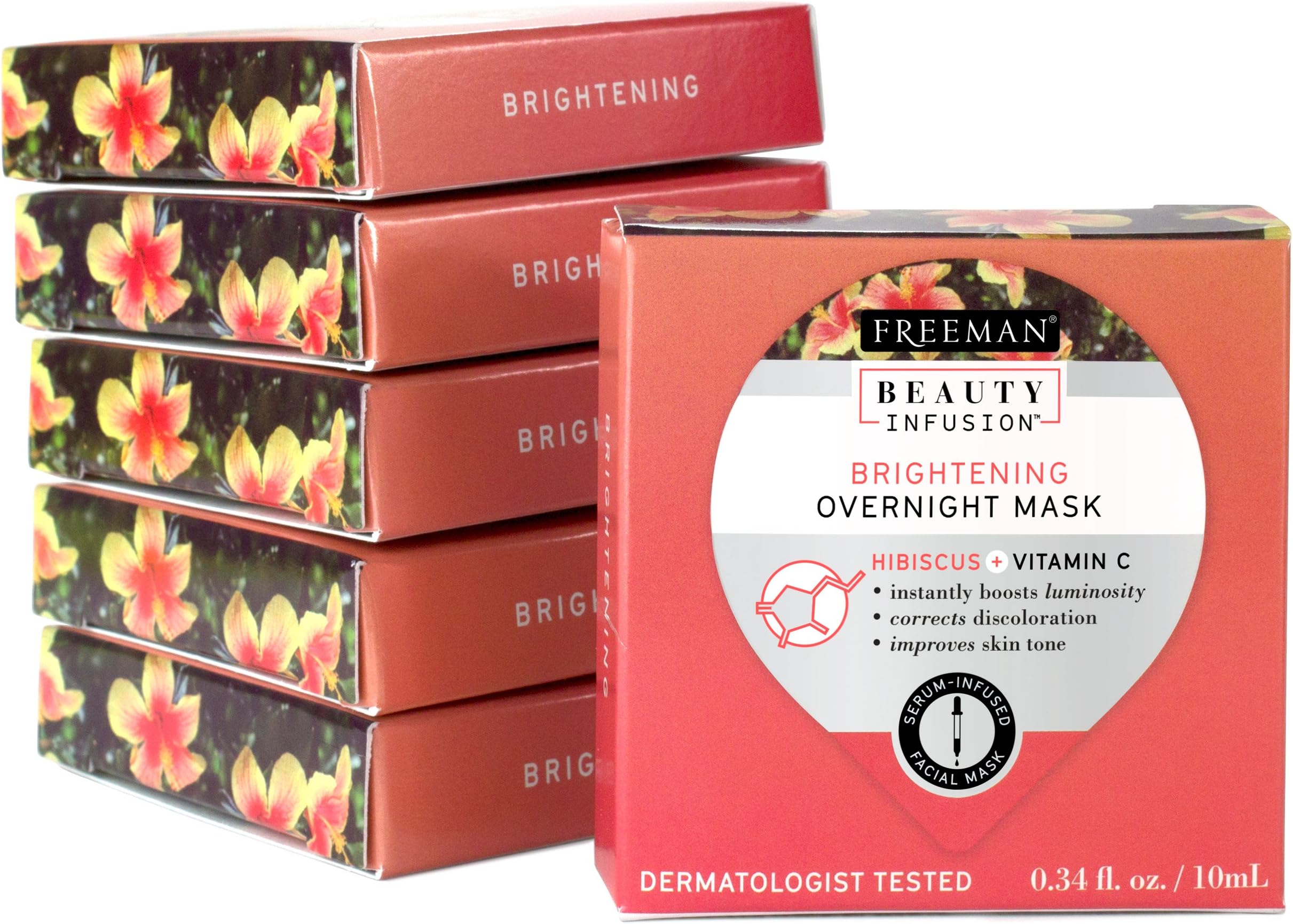 Beauty Infusion Freeman, Brightening Hibiscus + Vitamin C overnight Mask, 6 Count