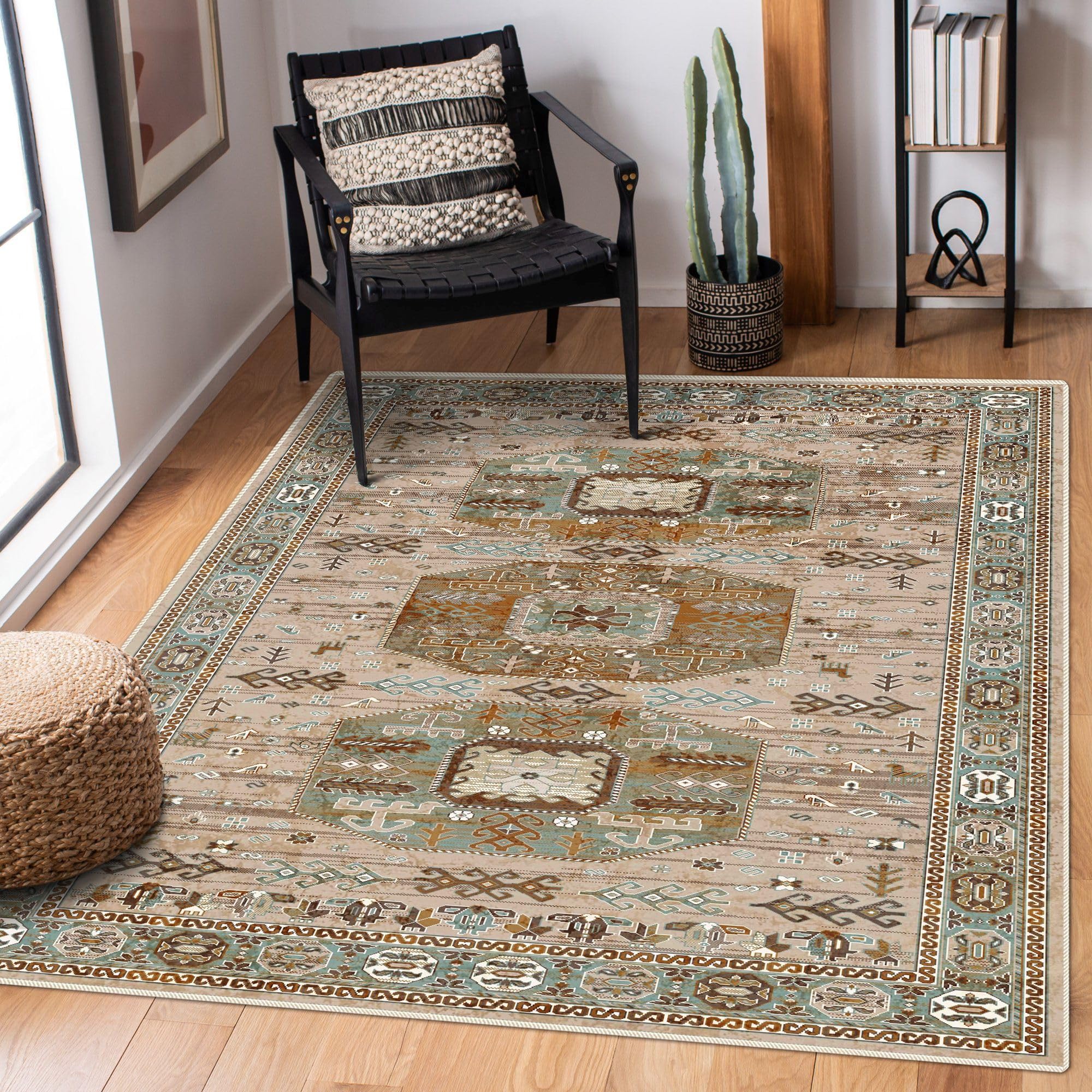 vivorug Medium Size Rug, Stain Resistant Washable Rug for Living Room