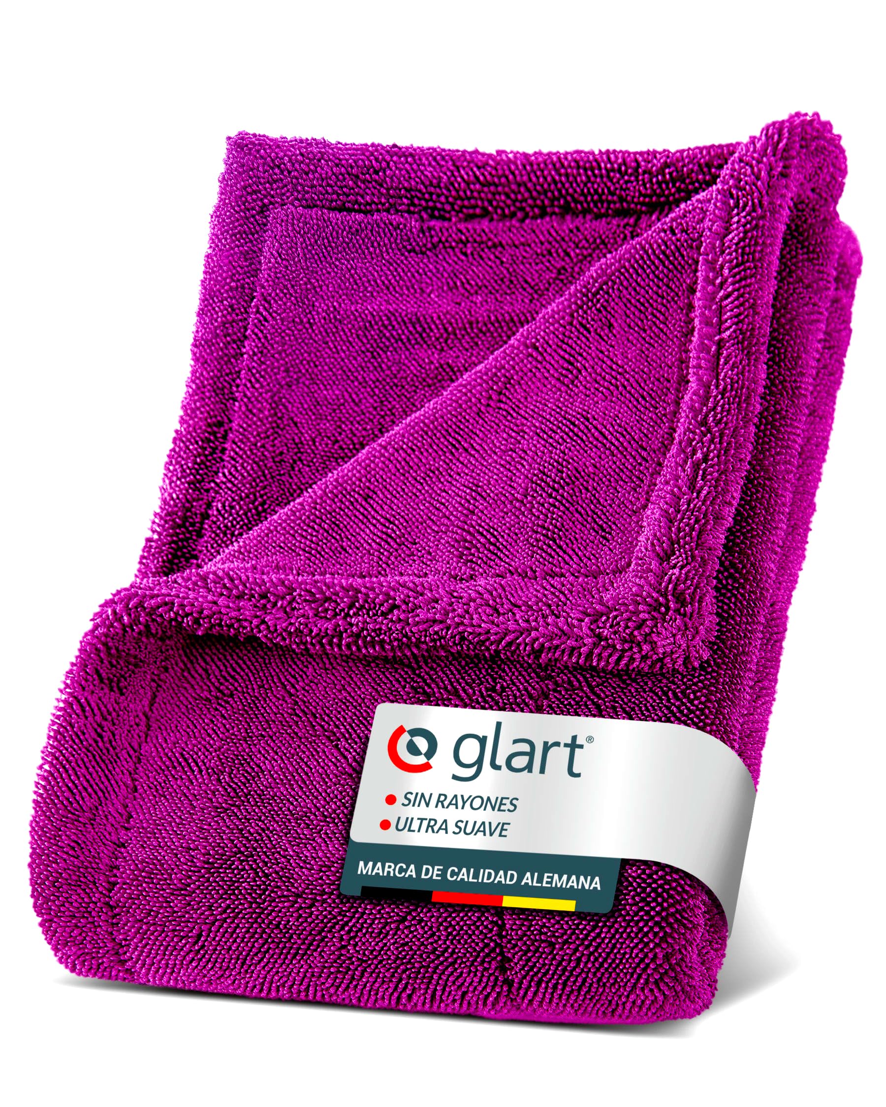 Glart 44TW8P Toalla de Secado de Microfibra XXL para Coche – 80x55 cm, absorción extrafuerte, sin Pelusa, para Pintura, Cristales y Llantas, paño Profesional Reutilizable para el Cuidado del vehículo