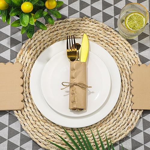 Miniatura 10 de Fuutreo 200 servilletas de cóctel de 2 capas con bordes festoneados plegadas de 5 x 5 pulgadas, desechables para cenas, bodas, fiestas de