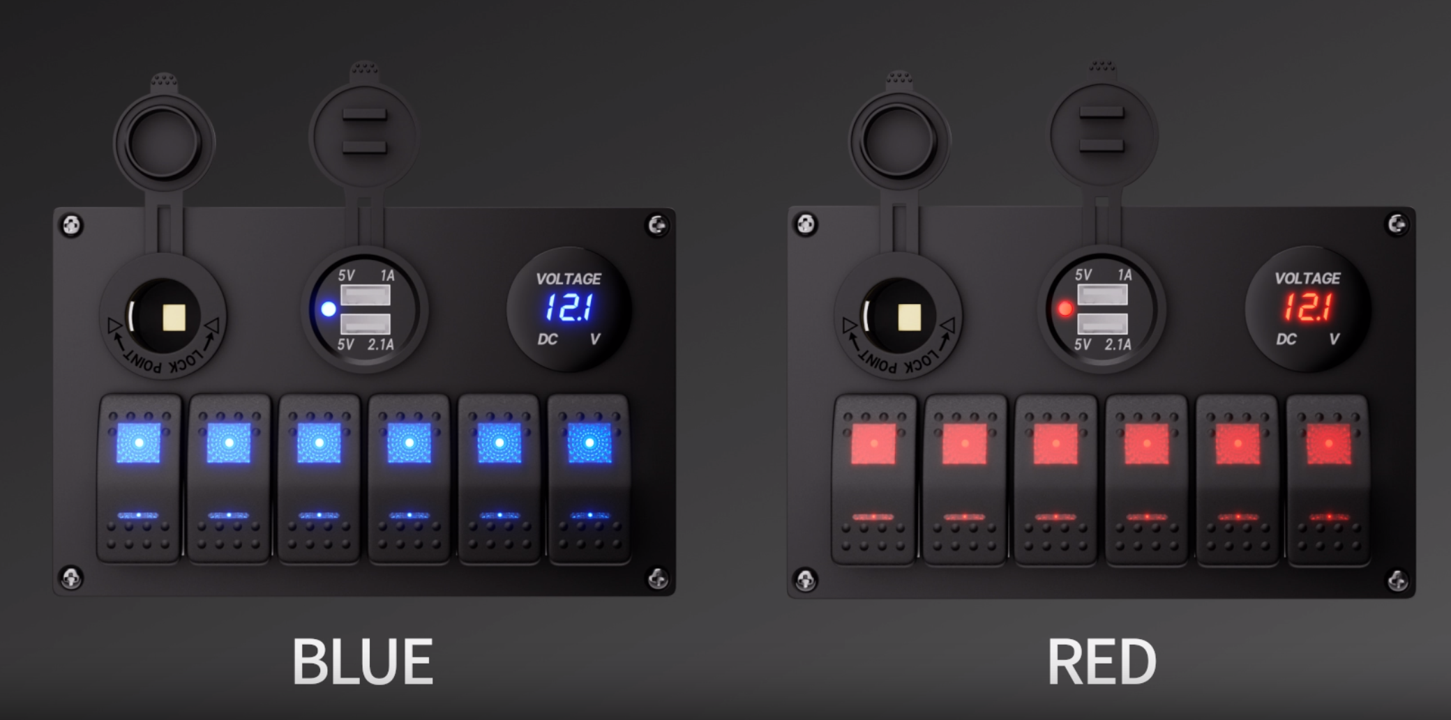 Keenso 12-24V Marine Rocker Switch With Blue LED - Round Dash Toggle Switch For Car, RV, Boat Applications