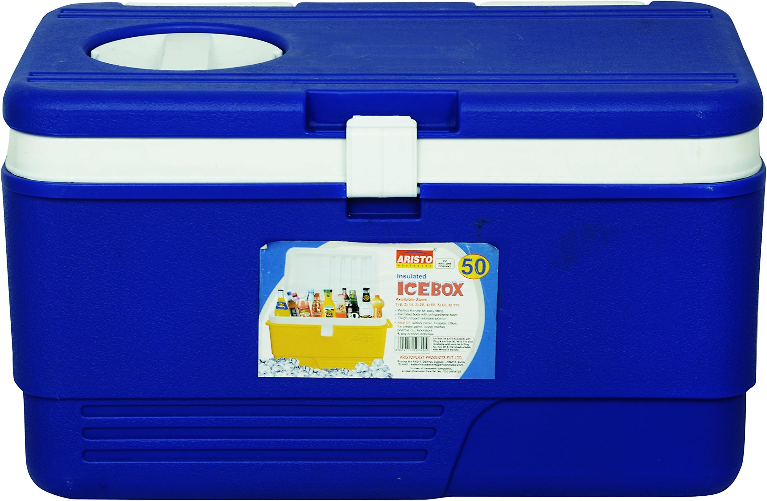 Aristo Insulated Chiller Ice Box with Vent Lid|Standard Size for Travel Party Bar Ice Cubes | Cold Drinks | Medical Purpose |50 Litre, Blue