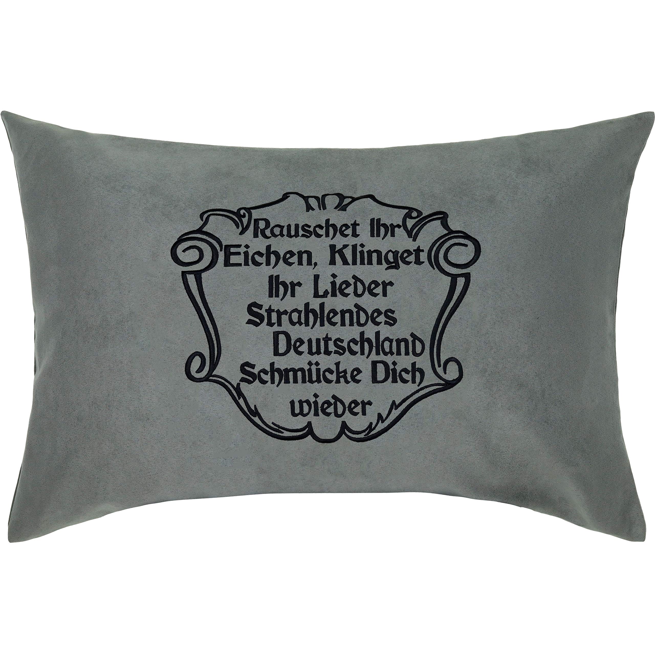 Coussin gris 40x60 cm avec blason de chanson pour un salon chaleureux