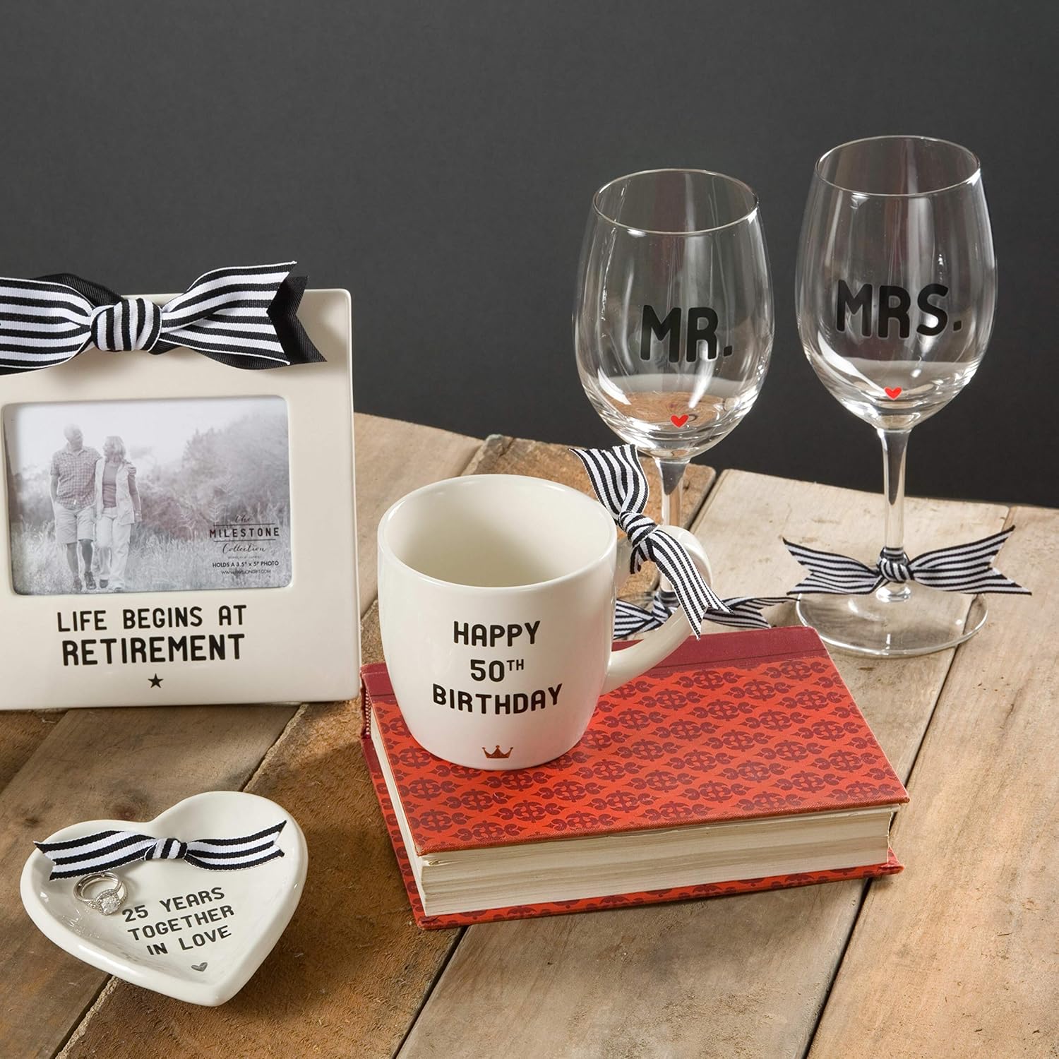 Pavilion Gift Company Mr. & Mrs. Wine Glass Set, 12-Ounce Capacity, Set of 2