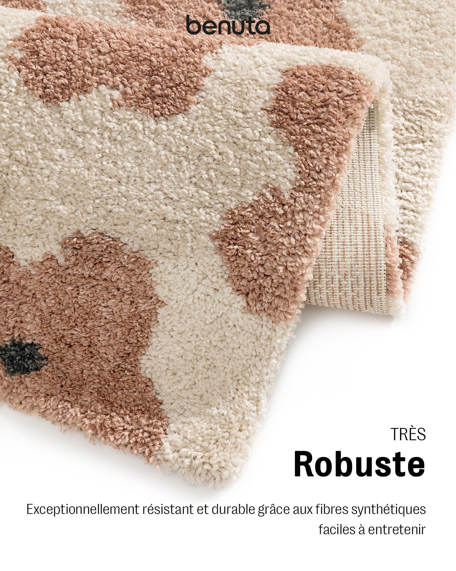 benuta Lytte Tapis Enfant Chambre Gobi - Rose 80x150 cm - Fausse Fibre - Rectangulaire Style: Motifs Bebe, Scandi - Facile Entretien - pour Salon, Bureau, Couloir