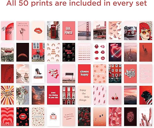 Miniatura 6 de Haus and Hues - Kit de collage de fotos para la decoración estética de las paredes, pósteres de color rojo para la estética de la habitación, kit de