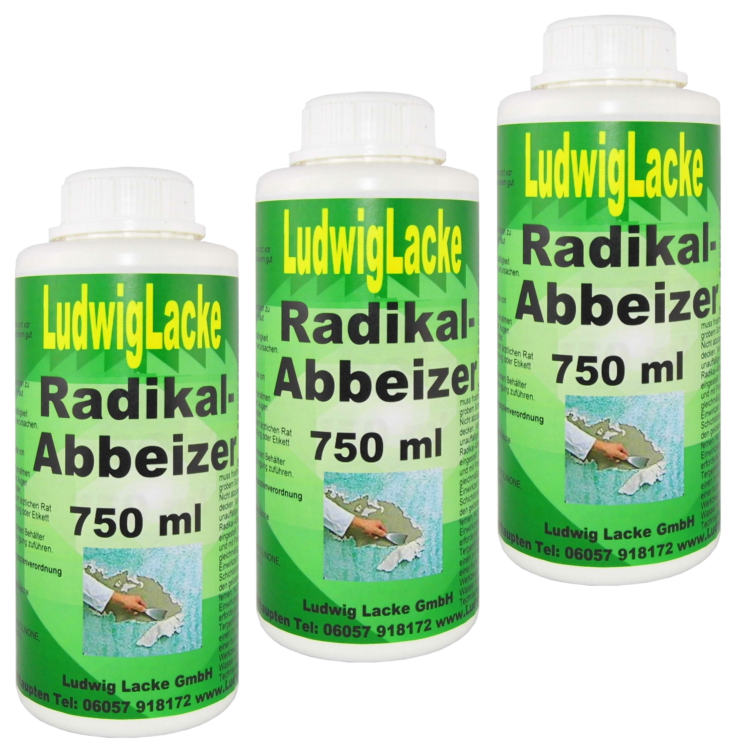 LudwigLacke Abbeizer 750 ml Radikal Abbeizmittel 3 x im Set