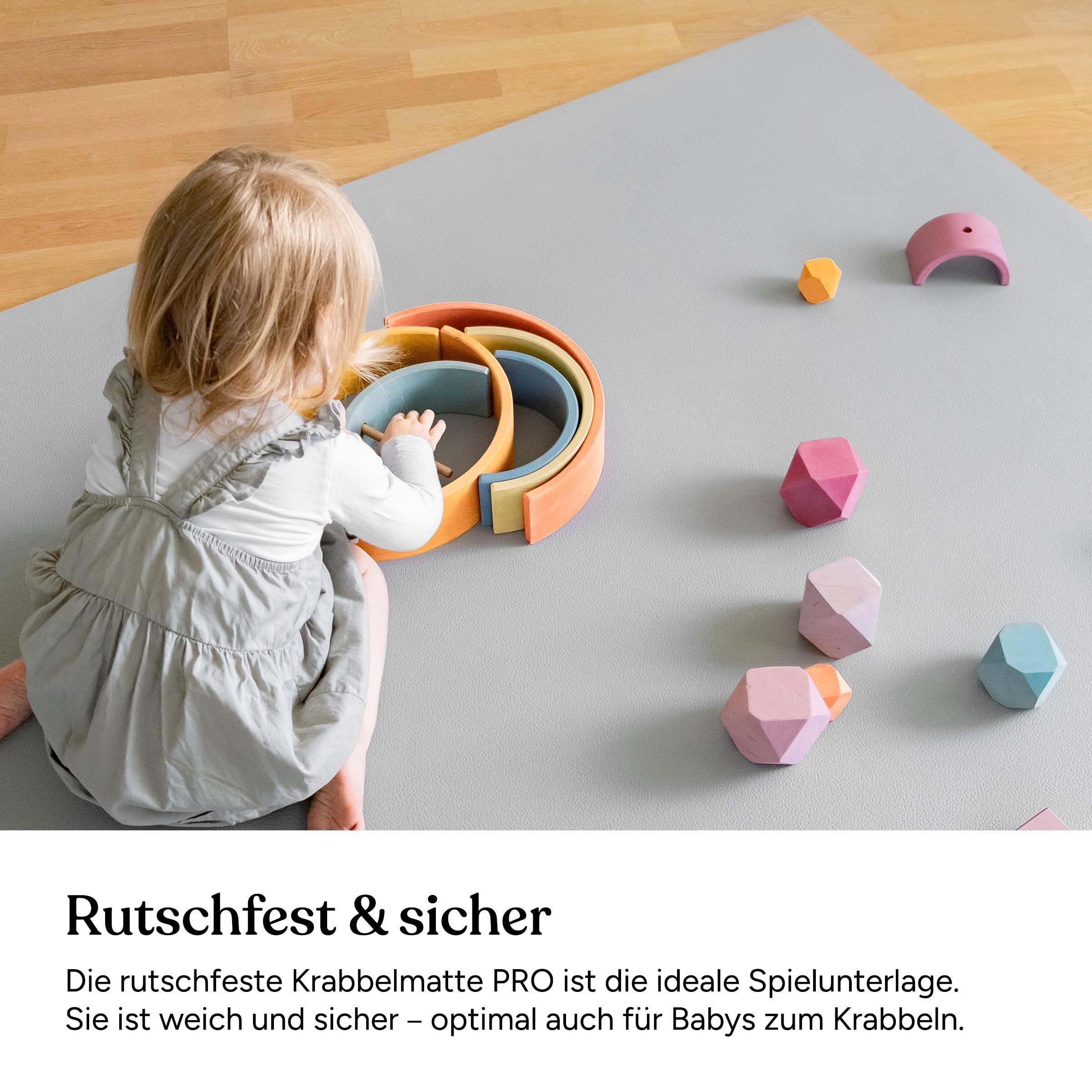 Ehrenkind® Krabbelmatte PRO | Extra dick und Soft | Made in Germany | Spielmatte Baby |Oeko-Tex 100 | Größe 160x160cm BEIGE
