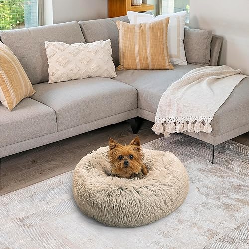 Miniatura 7 de Best Friends by Sheri - The Original Calming Donut - Cama calmante en forma de dona para perros y gatos - Pelo largo, gris pardo, S, 18 x 18 pulgadas