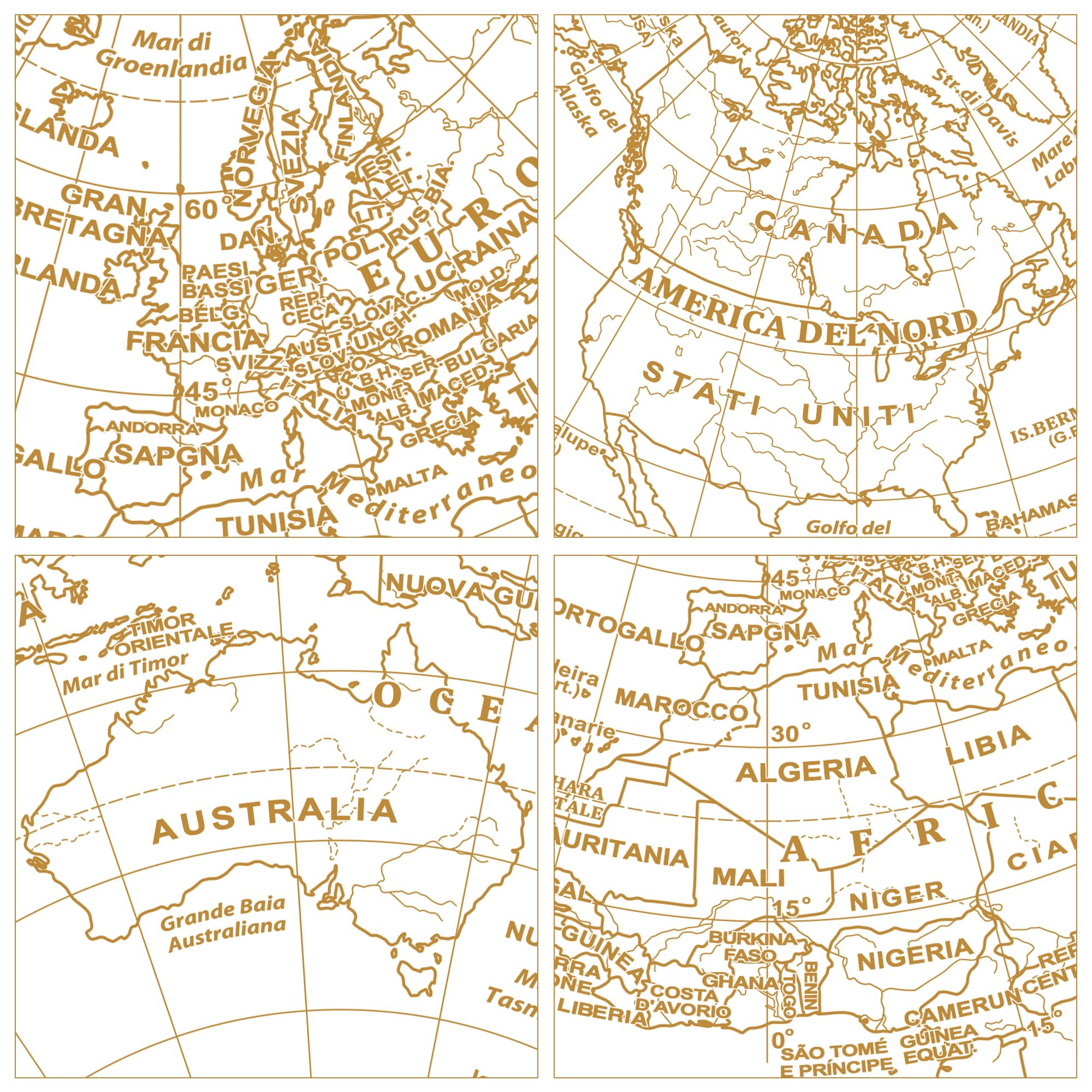 EXERZ 20cm Globe d'or Couleur Métallique - Décoration De Bureau Éducative, Géographique Et Moderne - Arc Et Base En Métal, Revêtus De Couleur Dorée
