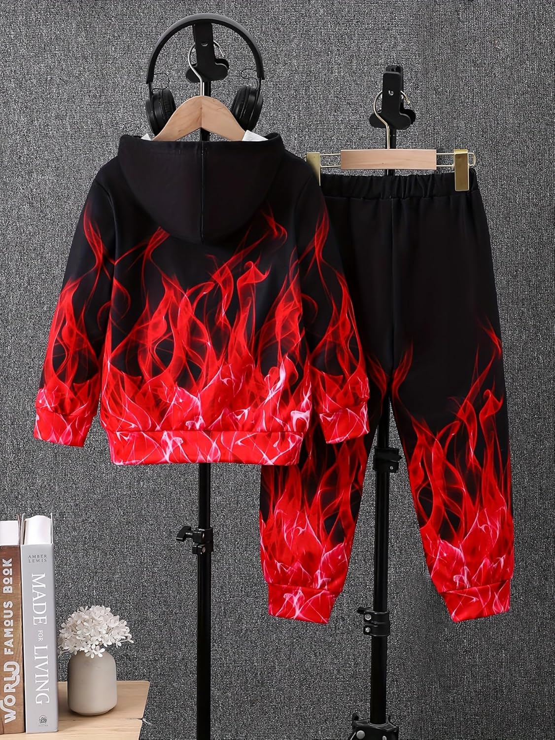 Boys 2 Peice Tracksuit 3D Fire Printed Hooded Pants Set Hoodies Sweatpants Set Boy Fall Outfits 4-14Y - Image 2