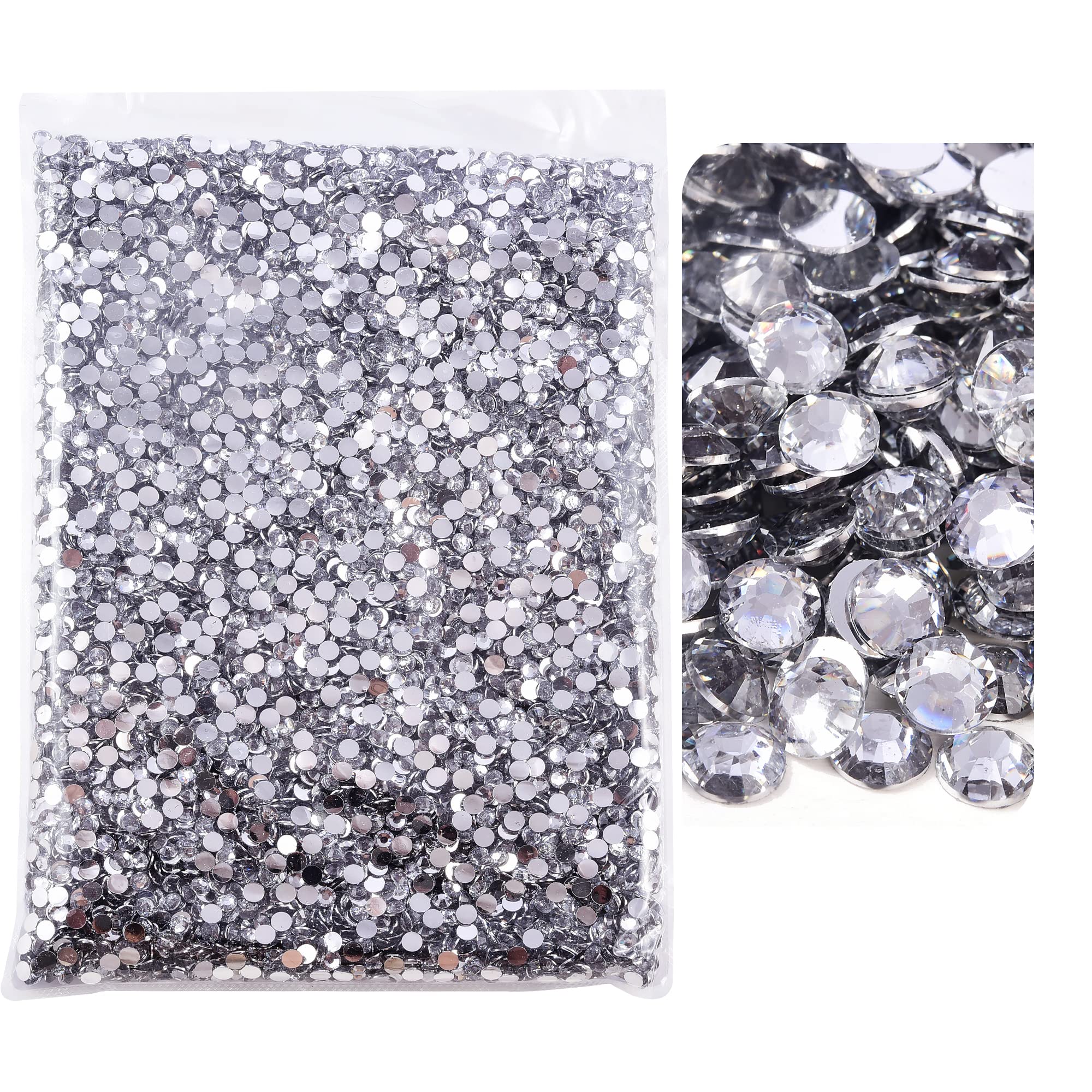 Blinginbox 25000pcs Flatback Rhinestones,Silver Backing Resin Non Hotfix Rhinestones Large Quantity Wholesale for Crafts Creative Design,Clothes,Makeup,Nail Art (4mm,Crystal