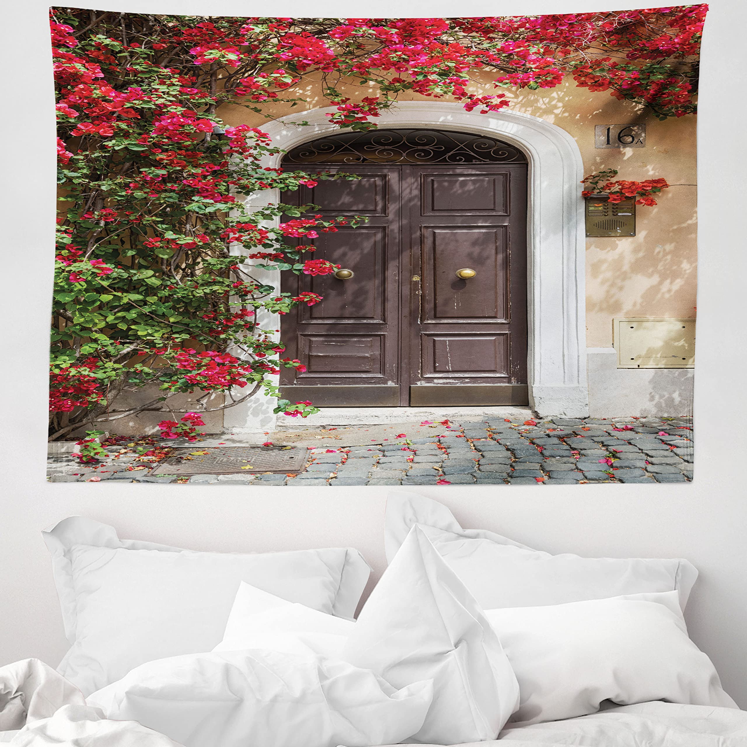 ABAKUHAUS Arazzo Marocchino Porte Antiche, Decorazione Murale In Microfibra 140x230 Cm, Giallo Blu Teal, Per Camera Da Letto Soggiorno Dormitorio - 5