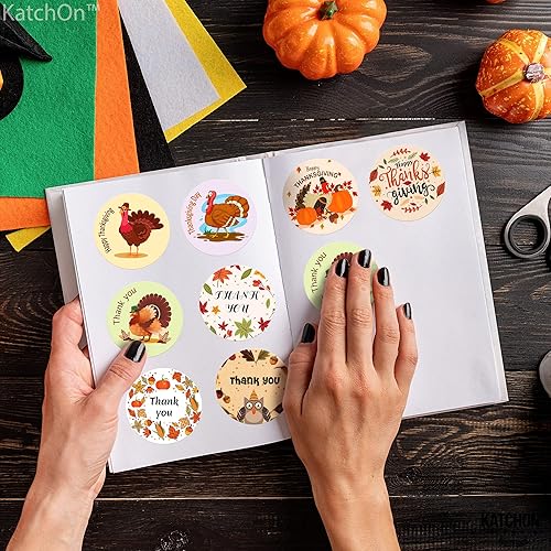 Miniatura 8 de KatchOn, Calcomanías de Acción de Gracias Feliz - 500 piezas Calcomanías de Acción de Gracias para ventanas Artesanías de otoño
