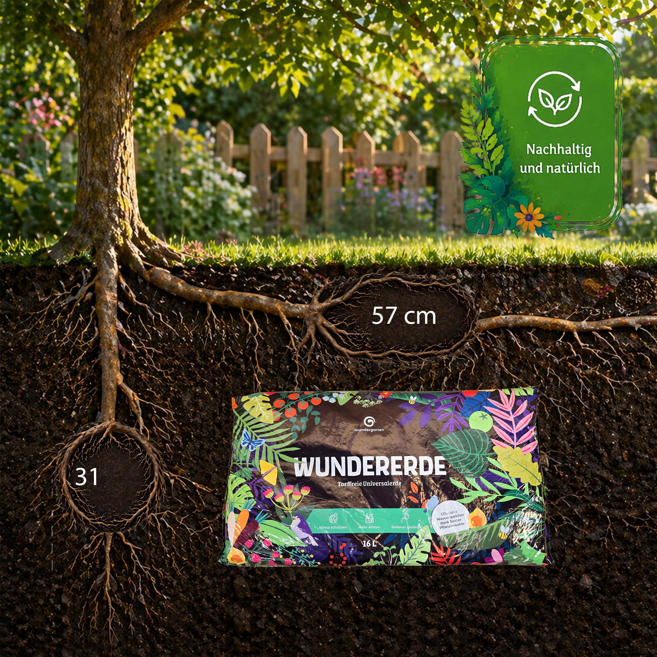 9X 16L Bio Universalerde torffrei – Mit Pflanzenkohle – Wundergarten Wundererde – Blumenerde für Zimmerpflanzen, Balkon & Kräuter – Weniger Gießen & Düngen