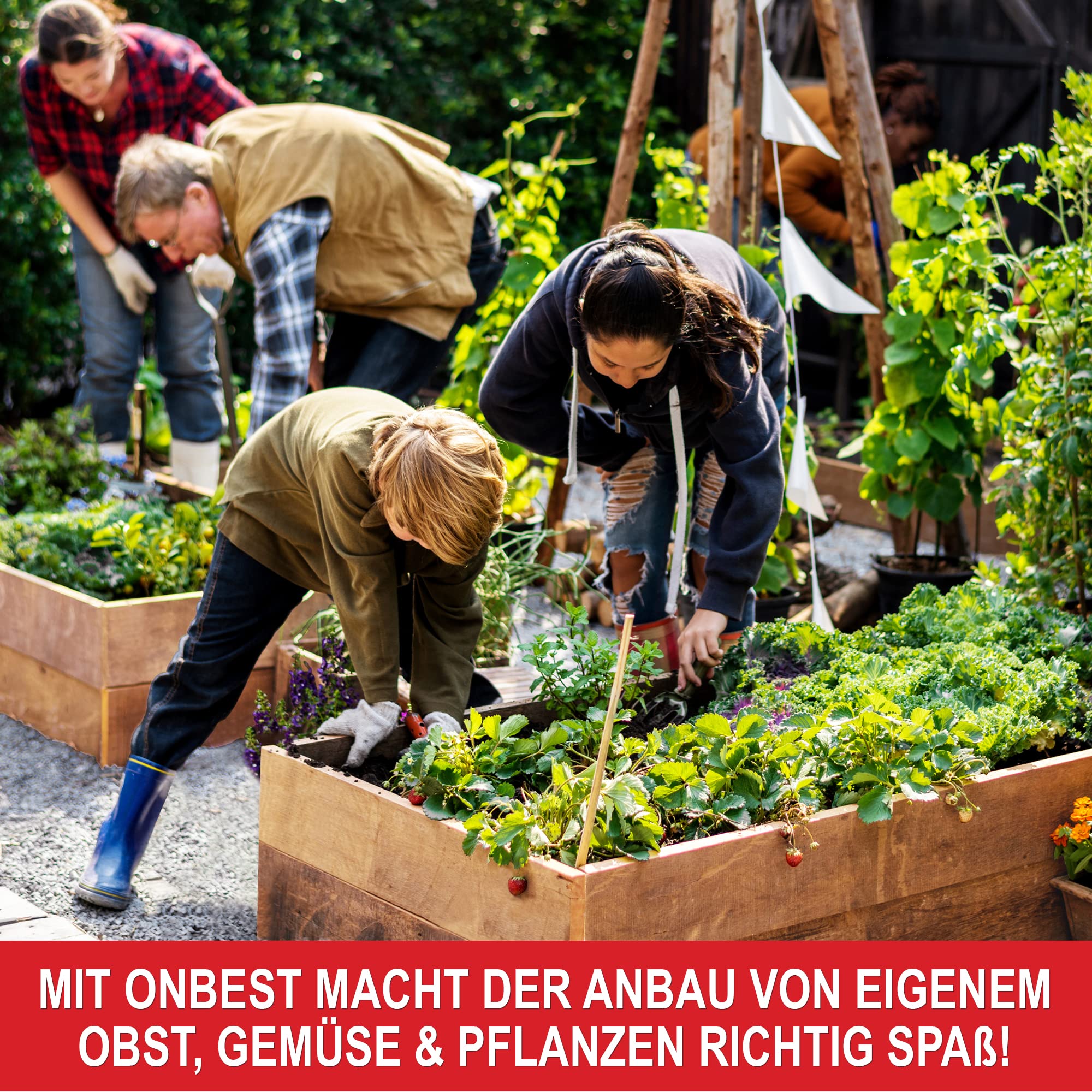 Onbest Premium Hochbeet - Pflanzbeet Holz mit Innenvlies – Garten Hochbeet – erweiterbar und stapelbar – witterungsbeständig – Blumenkasten für Terrasse Balkon – Pflanzkasten (1x Pflanzrahmen)