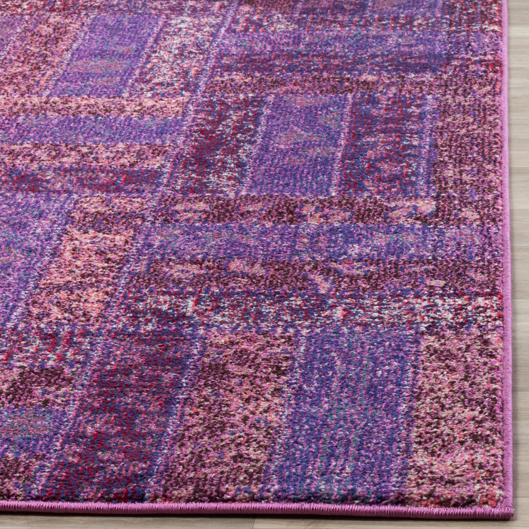 SAFAVIEH Tapis Boho Pour Salon, Salle à manger, Chambre à coucher - Monaco Collection, Tapis à poil court, Violet et Multi, 122 X 170 cm