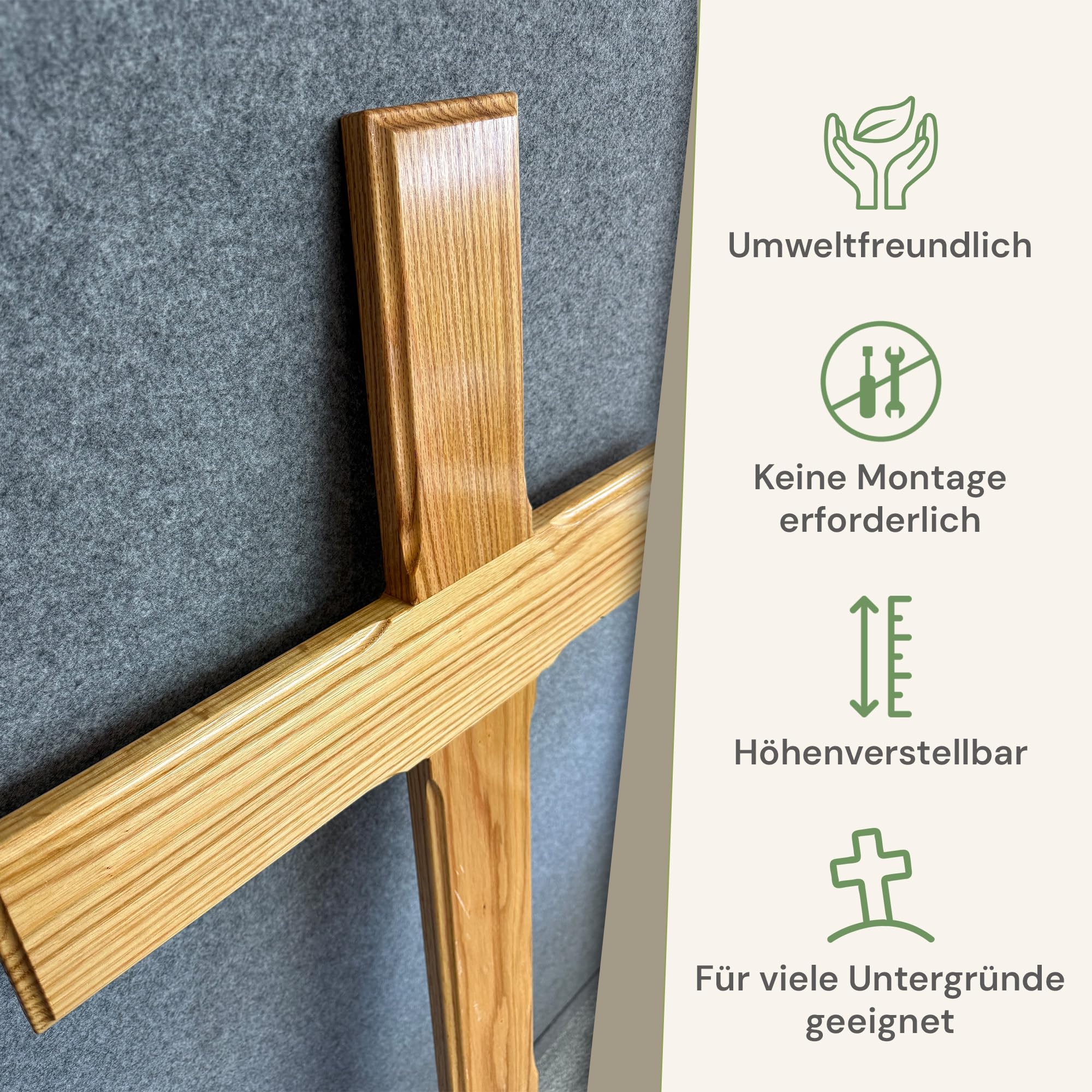 LIGNORIA Grabkreuz groß 155 cm aus Holz mit personalisierter Beschriftung in original Friedhofsgröße – handgefertigt in Deutschland – hochwertiges Holzkreuz für Grab und Gedenkstätte – wetterfest