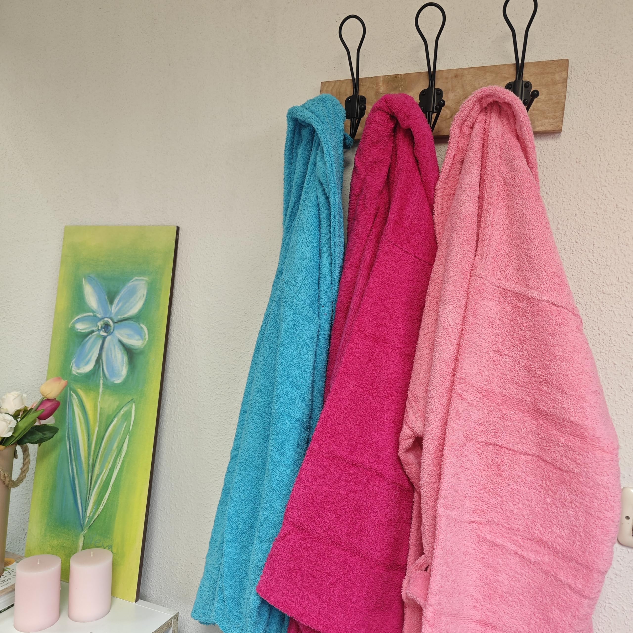 HaraDeco Albornoz Unisex de Baño para Hombre Mujer, Albornoz de Ducha 100% Algodón 380 gsm, Albornoz de Rizo Tacto Suave para Hogar Hostelería