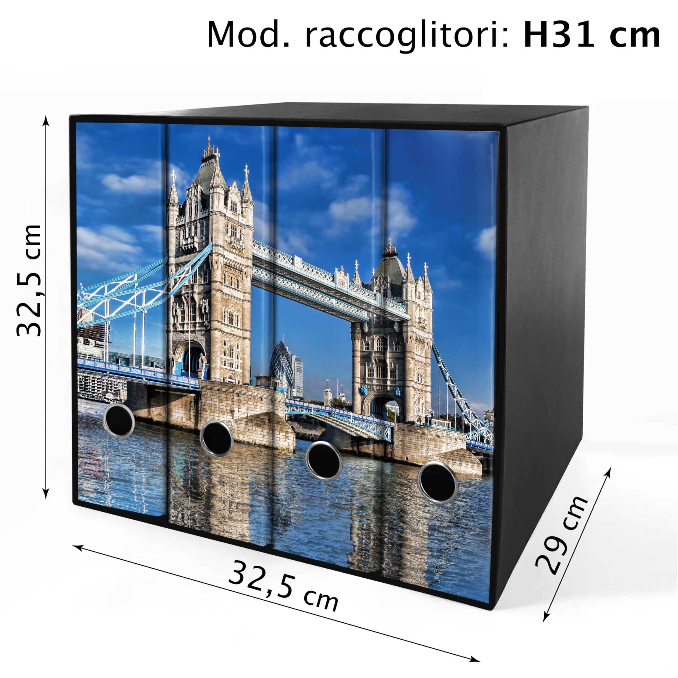 Set da 4 raccoglitori ad anelli LONDRA - Faldoni SHAREPRINTING (H31 con 4 anelli)