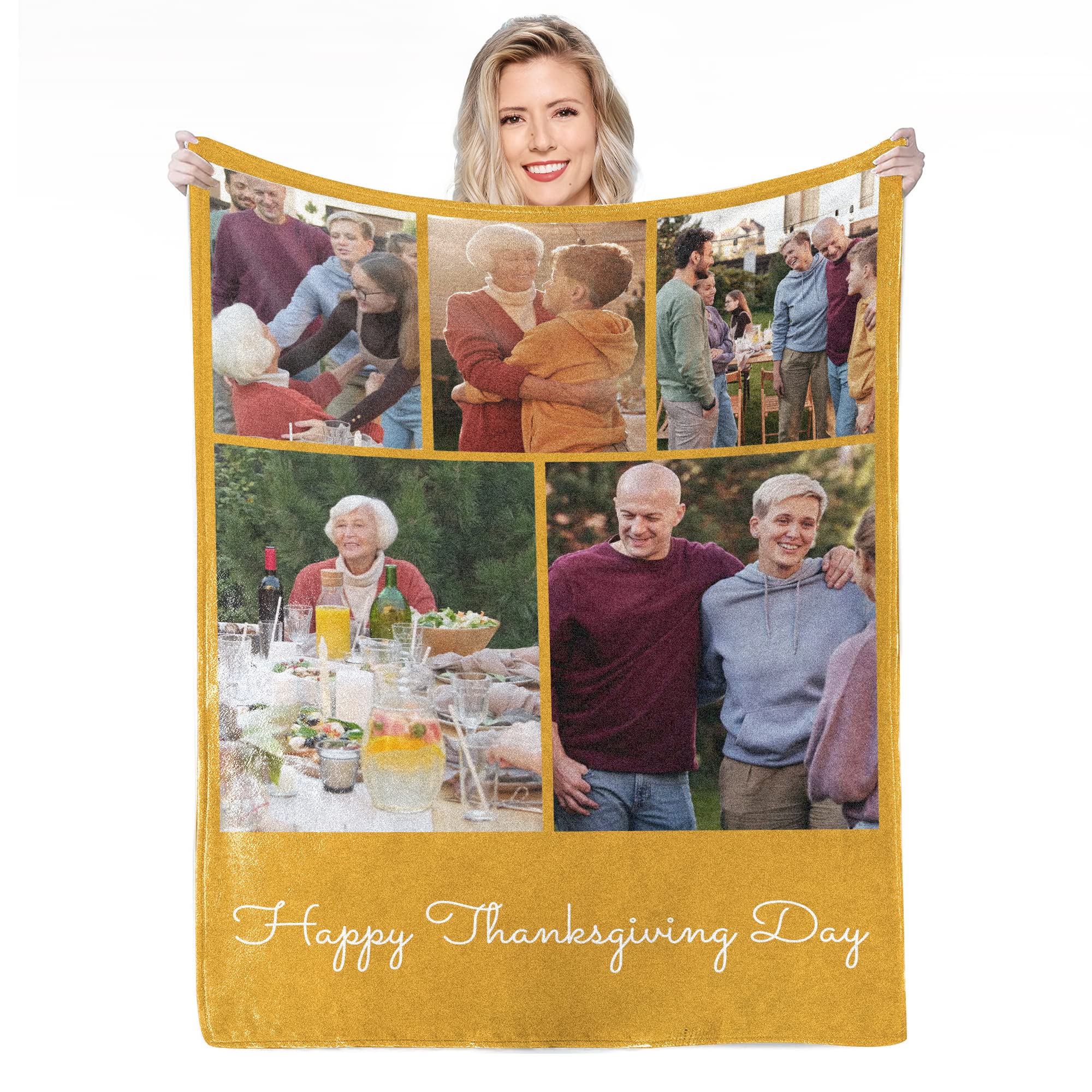 Personalised Blanket,Custom Blanket with Words Picture Collage Customized Blankets, Birthday Souvenir Gifts Personalized Throw Blanket for Father, Mom, Kids, Dogs, Friends or Lover