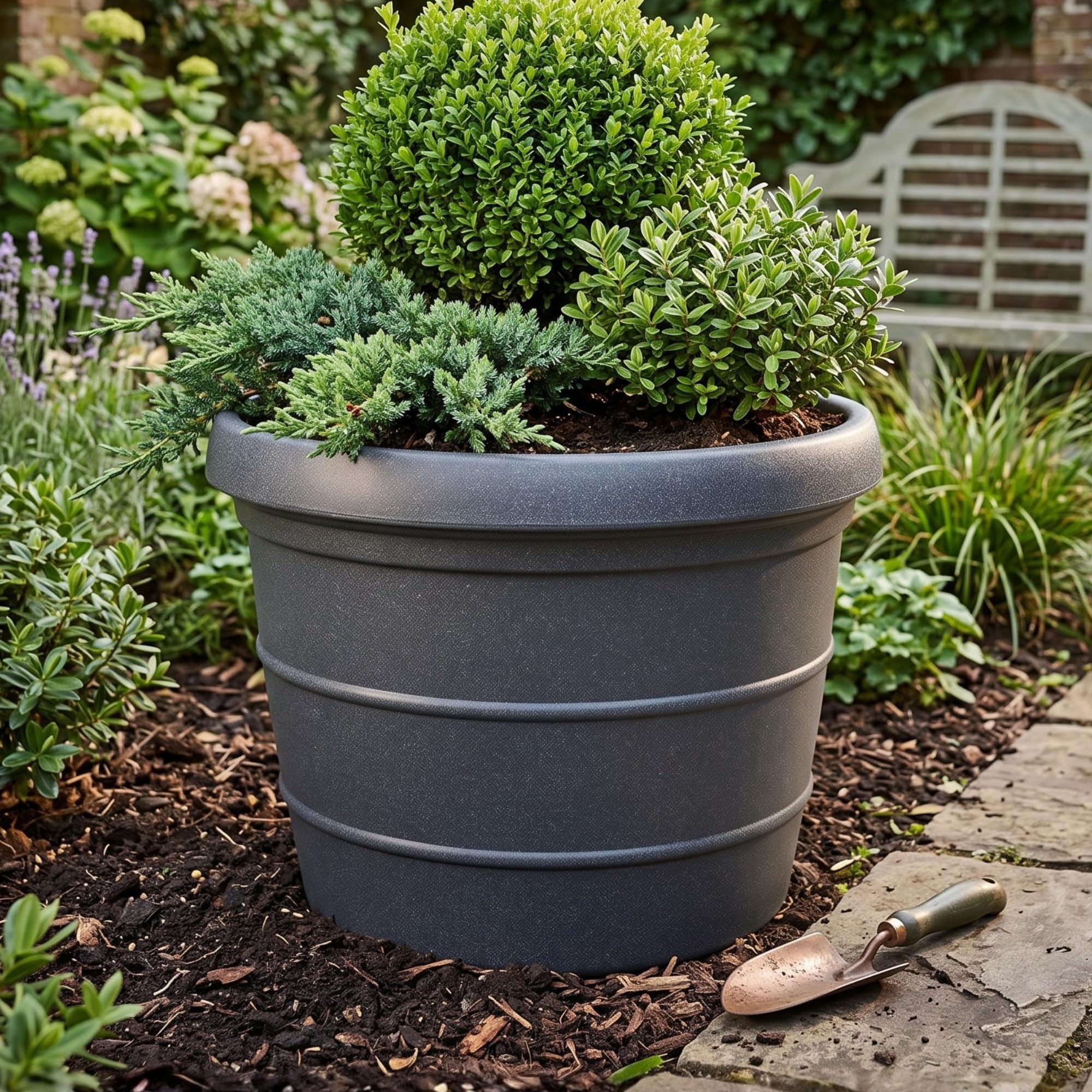 Trifibre 86cm Rotomoulded Large Planter (275L) - Frost-Proof Granite Effect