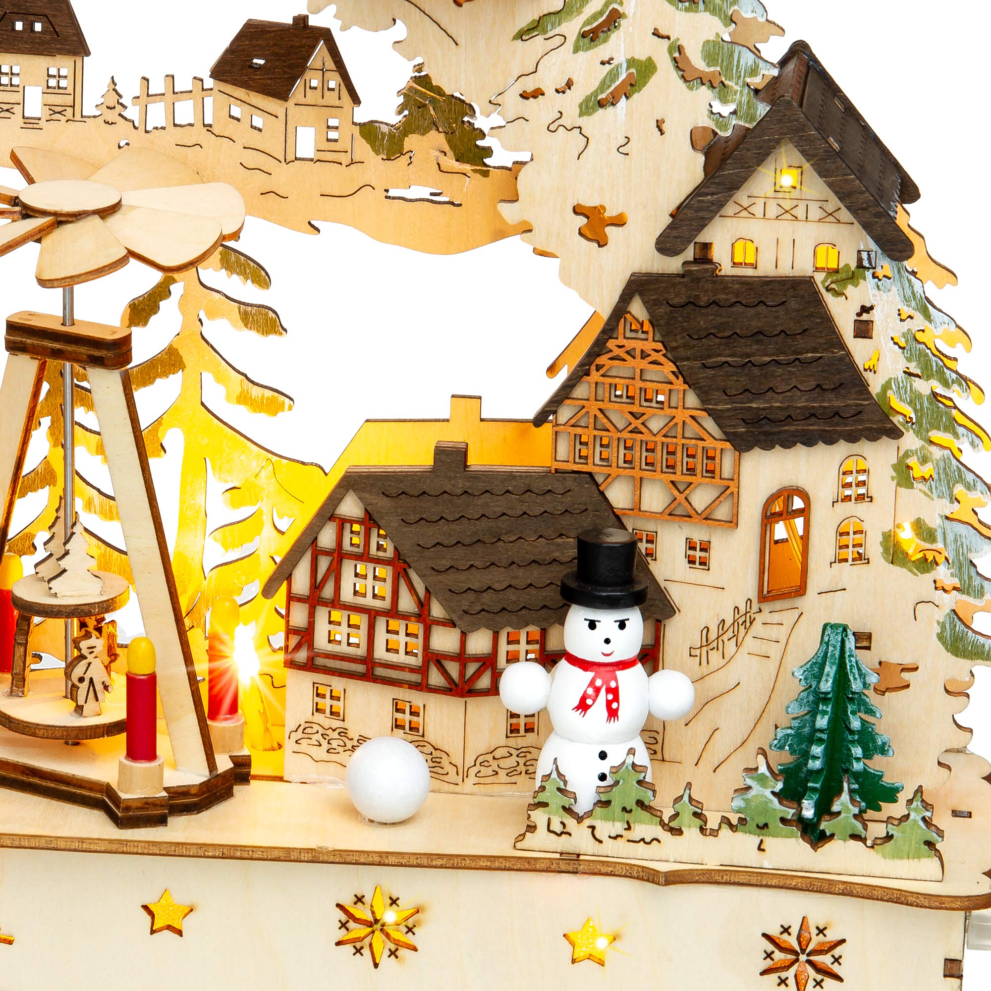 SIKORA LB71 beleuchteter LED Holz Schwibbogen WEIHNACHTSDORF inklusive Trafo