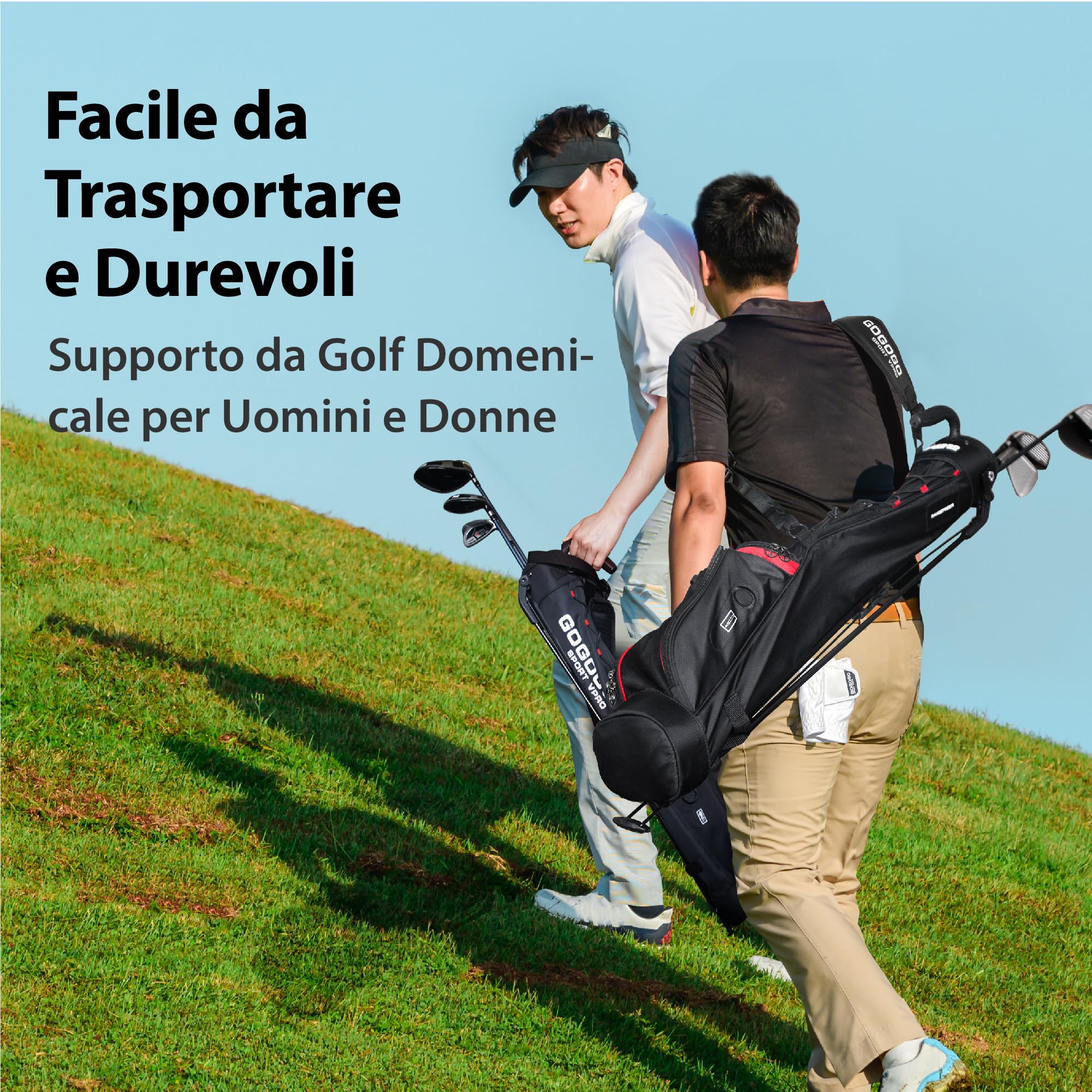 Gogogo Sport Vpro Borsa da Mazza da Golf, Sacca da Golf Pieghevole con Tracolla, Leggera Borsa Portatile da Golf per Mazze, Nero Rosso