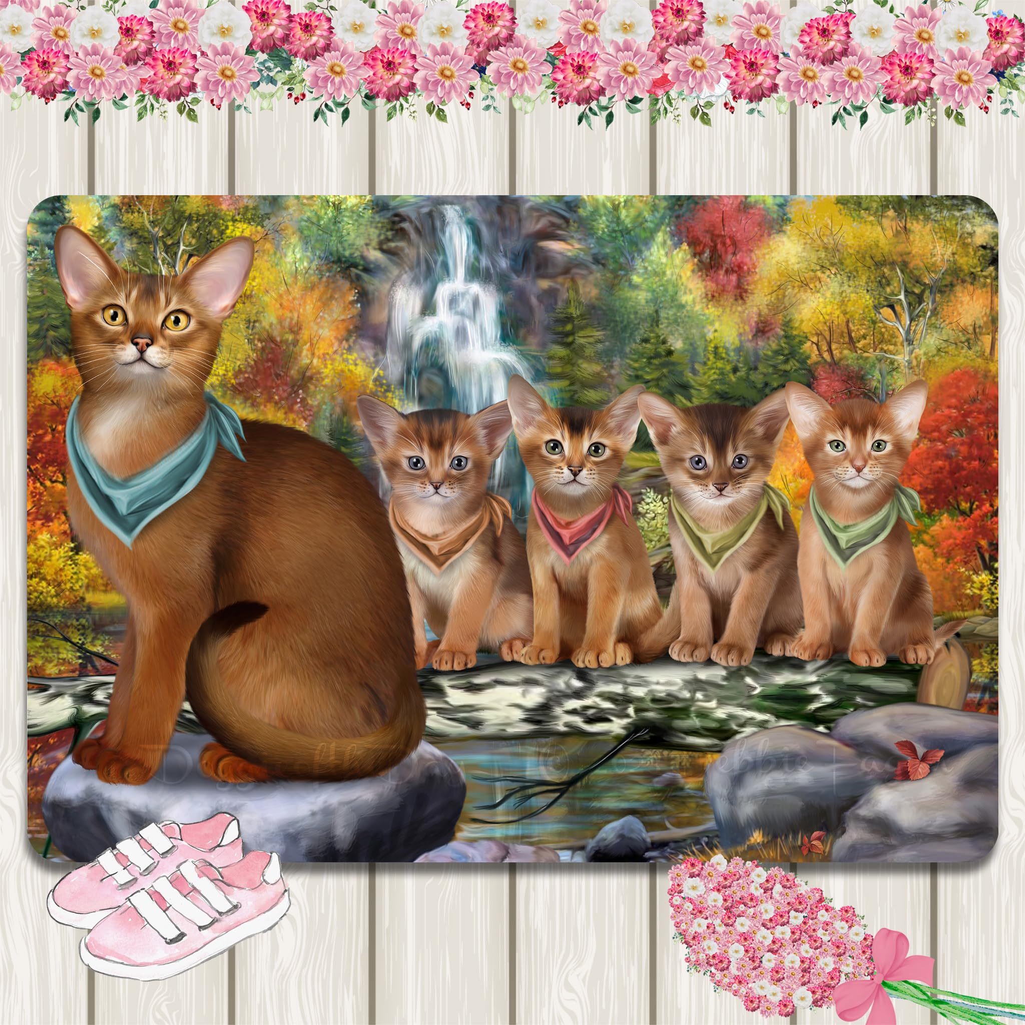 Doggie of the Day Scenic Waterfall Abyssinian Cats - Ultra Soft Cute Pet Printed Area Rugs - Decorative Indoor Rug Gift for Cat Lovers, 5'x3'3'' ARUG53691