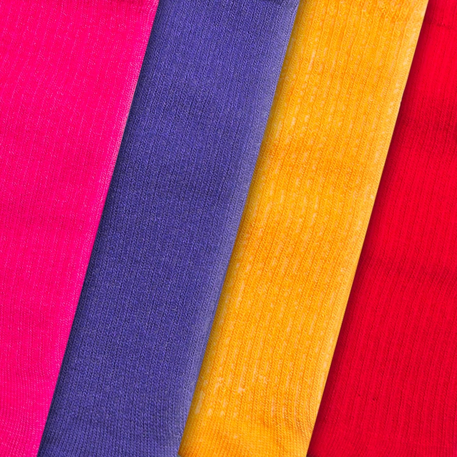 RAFRAY Athletic Socks Crew Length, Premium Sports Socks, Red Yellow Pink Purple, 4 Pairs, Size 5-9.5 - Image 2