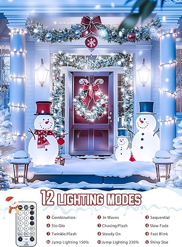 Miniatura 2 de Minetom Guirnalda de luces LED de 100 pies, 2000 luces LED para árbol de Navidad, guirnalda de luces de petardos de Navidad al aire libre, 12 modos