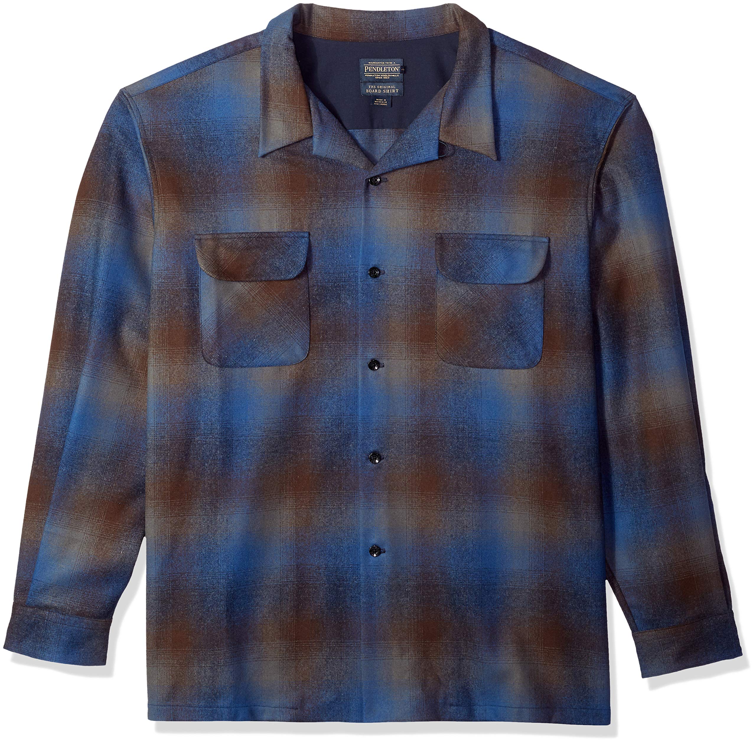 Pendleton Men's Big & Tall Long Sleeve Board Shirt, Brown/Blue Ombre, 5X