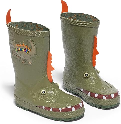 Botas de lluvia de dinosaurio para niño, Roaring Dino Verde
