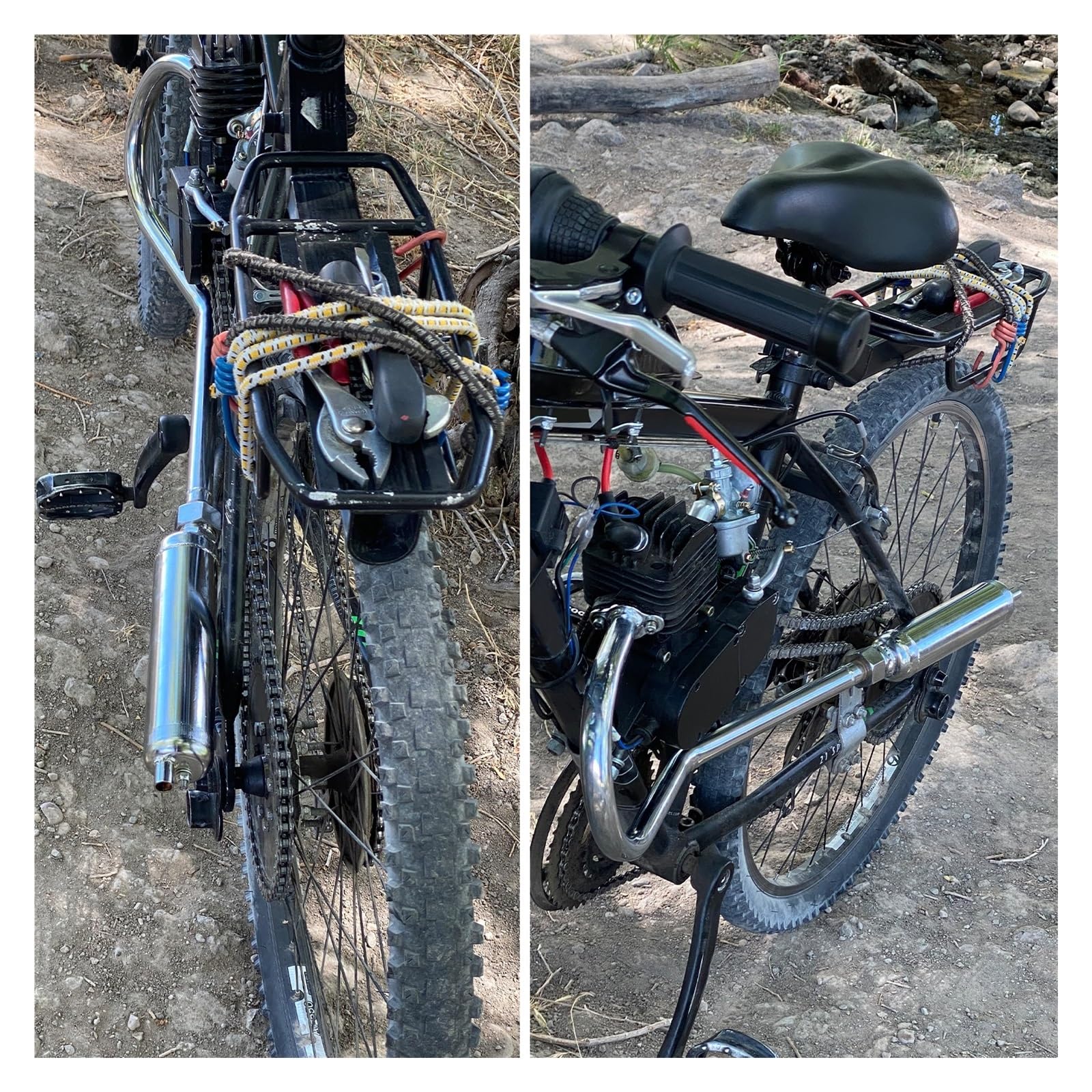 Motorrad Auspuffrohr Schalldämpfer Motorisierter Fahrrad-Auspuffschalldämpfer Für 49cc 50cc 60cc 66cc 80cc 2-Takt-Motor, Fahrrad, Motorrad, Schalldämpfer, Silber