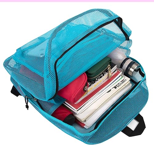 Miniatura 3 de Mochilas de malla transparente para niños en la escuela, playa, viajes, mochila de malla transparente con correas acolchadas, Azulclaro, Viajar