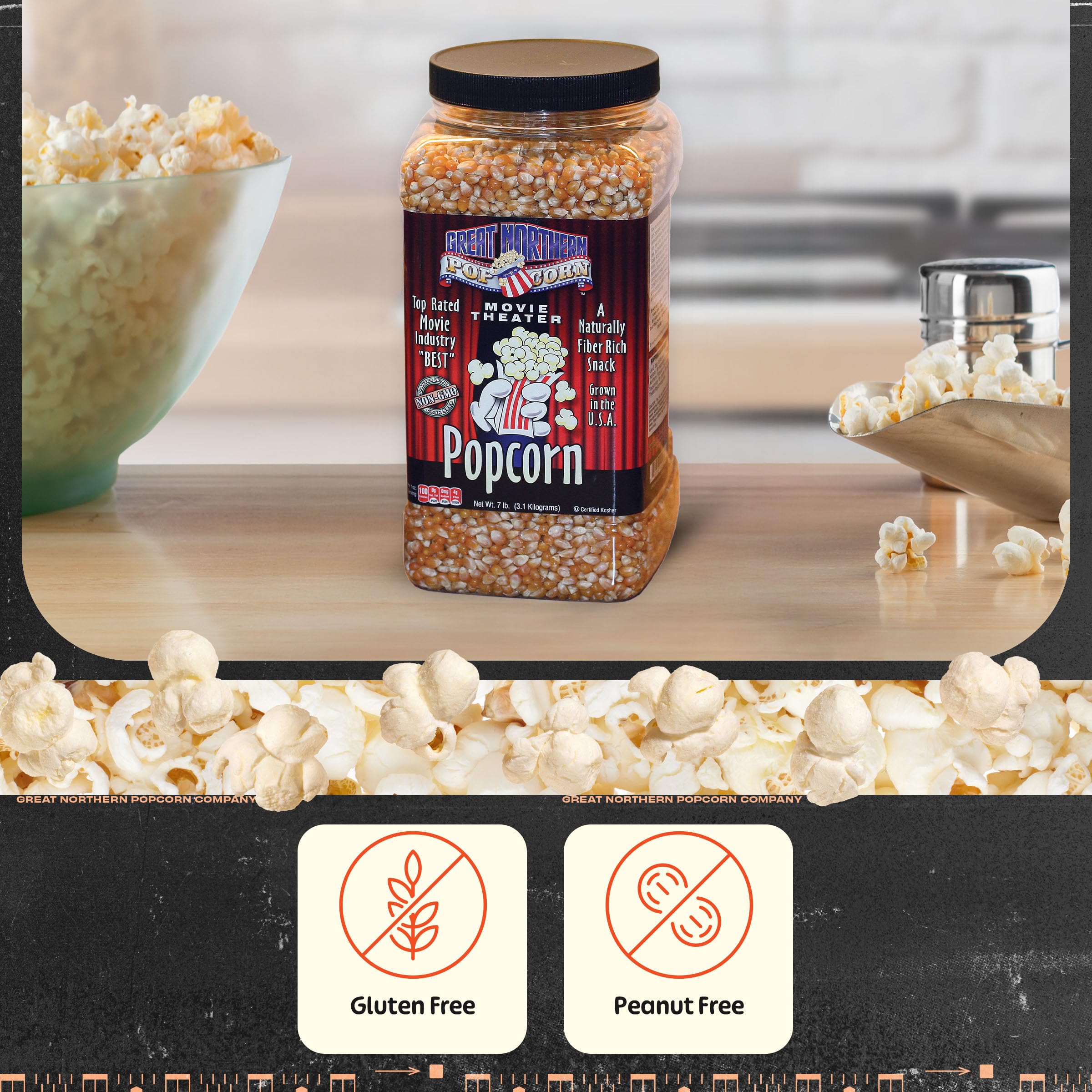 Great Northern Popcorn Premium Yellow Gourmet Popcorn, 7 funtów Jug