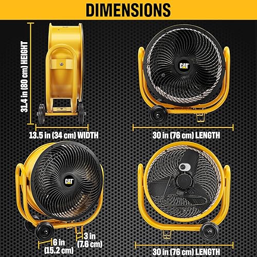 Miniatura 4 de Cat erpillar ventilador de tambor industrial de alta velocidad de 24 pulgadas con hoja de alta velocidad de grado industrial (amarillo, 3 en 1):