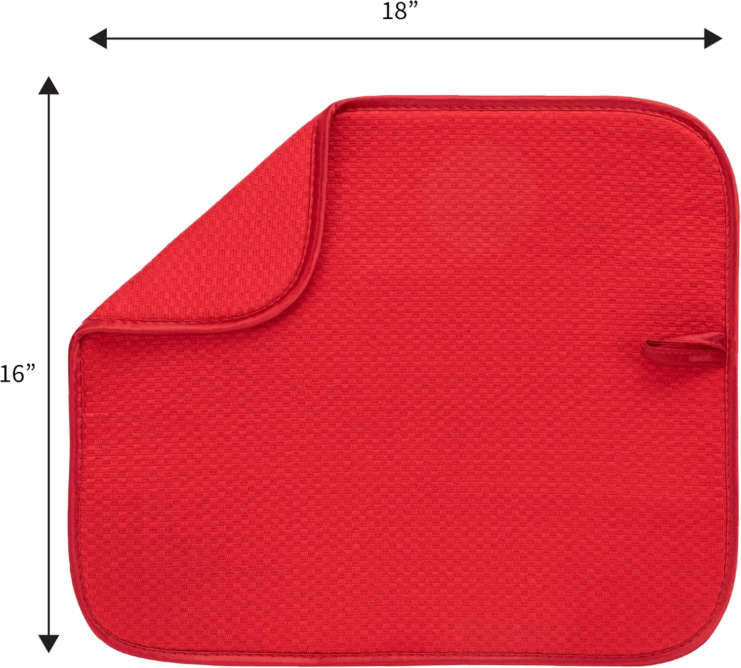 Envision Home Absorbent, Reversible Microfiber Dish Drying Mat for Kitchen, 16 Inch x 18 Inch, Red