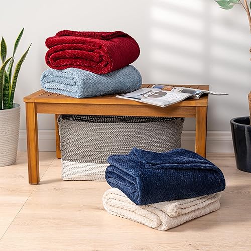 Miniatura 7 de PAVILIA Manta de Tiro de Forro Polar Suave Azul Marino para Sofá, Mantas de Felpa Ligeras y Cálidas para Cama, Manta de Franela Mullida y Acogedora